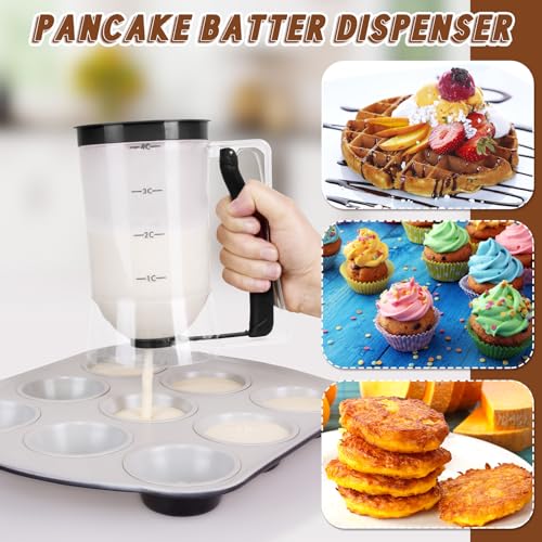 FillTouch 2 Pcs Handheld Batter Dispenser Squeeze Handle 4 Cups, Black - color: Black