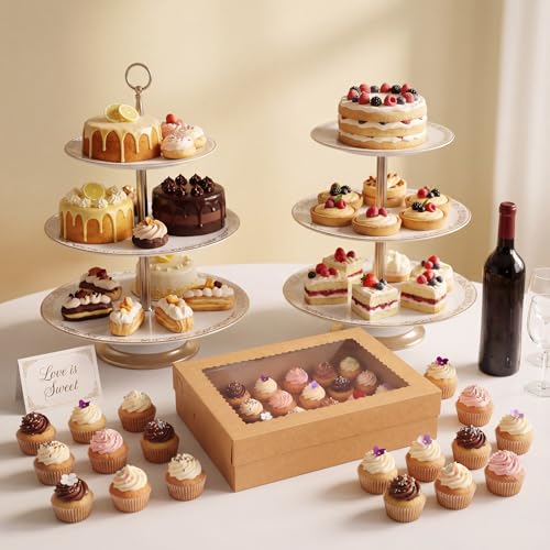 5 Pack Brown Cupcake Boxes for 24 Standard Cupcake with Window - color: Brown
