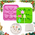 2Pcs Christmas Candy Molds Silicone Lollipop Molds Chocolate Lollypop Sucker Mold elk Santa Claus Christmas tree Reusable Food Grade Silicone Molds for Halloween Christmas Parties（Pink Green）