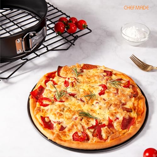 CHEFMADE Springform Pan, 10 Inch Round Cake Pan with Removable Bottom，Chiffon Bakeware for Oven and Instant Pot (Black) - size: 10 Inch