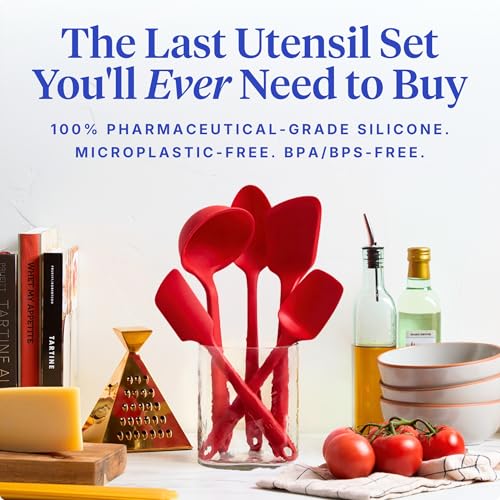 GIR: 5-Piece Silicone Essentials Kitchen Utensils Set – Cherry Red - color: Cherry Red, size: 5 - Piece Set