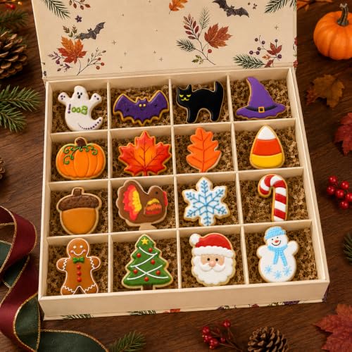 16 PCS Holiday Cookie Cutters,Stainless Steel Molds Cookie Cutters