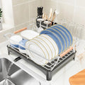 Dish Drying Rack,Space Saving Dish Drainer for Kitchen Counter& Sink,Silver - color: Silver