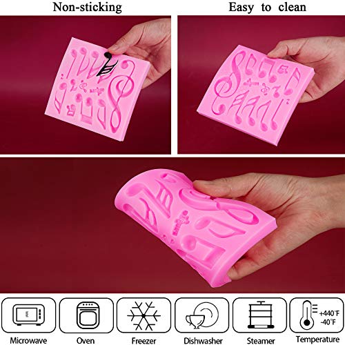 5 Pieces Music Note Fondant Mold Music Note Lace Mat Silicone Musical Candy Mold for Cake Decoration