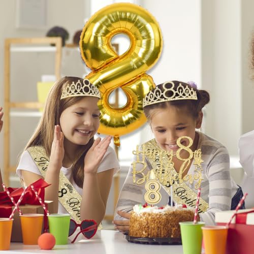 YeohJoy Gold 8th Birthday Decorations for Girls - style: 8th