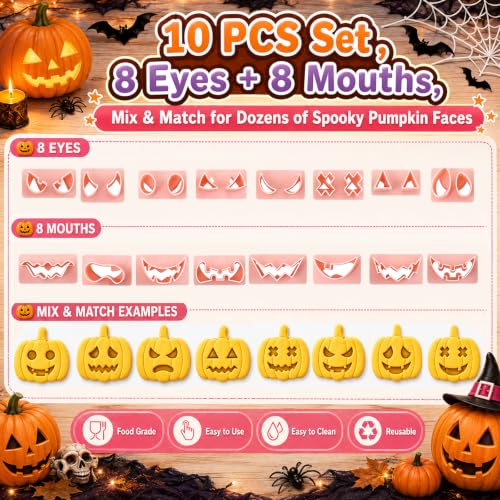 Halloween Cookie Cutters, 10Pcs Mini Pumpkin Cookie Stamps Set - color: Halloween Pumpkin