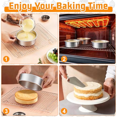 E-far 5 Inch Cake Pan Set of 3, Stainless Steel Small Round Baking Pan Tin - size: 5 Inch(Set of 3)