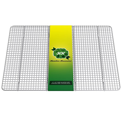 Stainless Steel Wire Cooling Rack-14"x20"-Ultra Heavy Duty, Commercial Grade, Extra Large-Cool Cookies, Cakes & Bread-Perfect for Baking Meat & Bacon-Fits 3/4 Big Sheet Pan-Oven & Dishwasher Safe