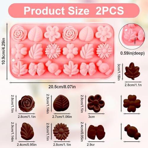 2PCS Flower Shape Floral Silicone Candy Molds