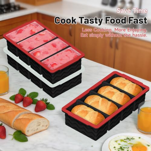 1 Cup Silicone Freezer Molds, Silicone Freezer Trays with Lid, 3-Pack - color: 1-cup,red