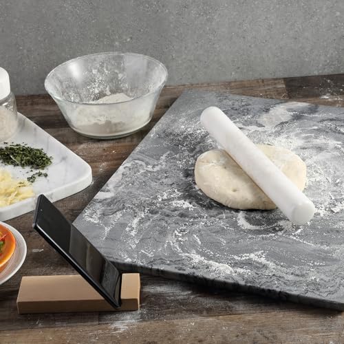 Koville African Natural Marble French Rolling Pin, 16inch Non-Stick Rolling Pin for Baking, Dough Roller for Pasta, Dumpling, Fondant, Pie, Bread, Pizza, Kitchen Baking Tools(Namib Fantasy) - color: Columnar White Marble 12 Inch