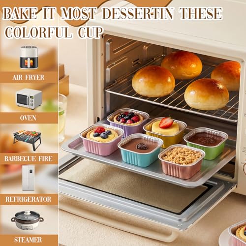 200 Pack 5 oz Square Mini Cake Pans with Lid, Multi - color: Multicolor, size: 5 oz Square