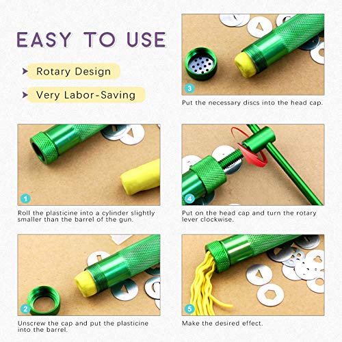 Swpeet 36Pcs Green Clay Extruder Gun Fondant Sugar Paste Extruder Clay Cake Sculpture Gun, Ball Stylus Dotting Tool with Plastic Scraper, Cake Decorating Supplies Modeling Tool - color: Green