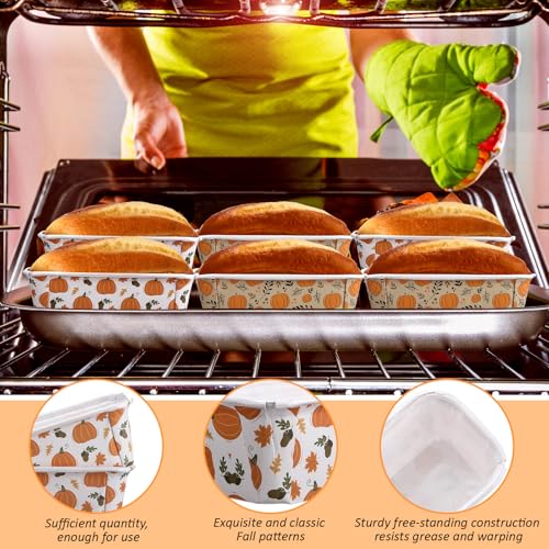 Hushee 50 Set Fall Paper Mini Loaf Pan Disposable, White Pumpkin - style: Novel