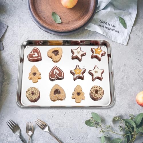 Baking Sheet Set of 4, Stainless Steel Cookie Sheet Pan for Baking Roasting - size: 10.23 x 8.26 x 1 inch