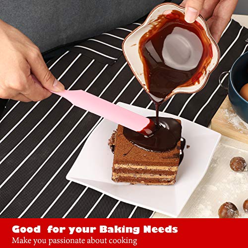 Heat Resistant Silicone Spatulas Set 6pcs, Seamless Design Non-Stick Mixing Spatulas with Stainless Steel Core, Premium BPA-Free Rubber Spatula Baking Cooking Utensile for Home Kitchen BBQ (pink) - color: Pink