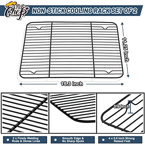 P&P CHEF 15.3" x 11.25" Cooling Baking Wire Racks Pack of 2, Black - color: Black, size: 15.3" x 11.25"