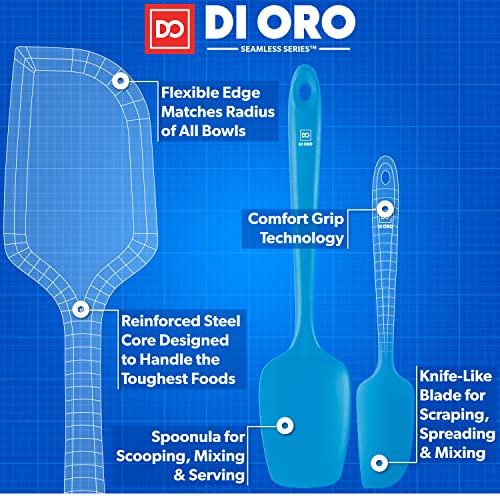 DI ORO Silicone Spatula Set - 600F Heat Resistant, 3-Pc Blue - color: Blue