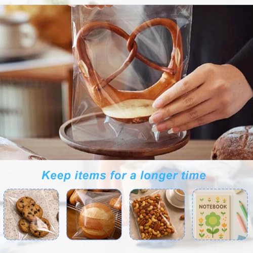 100PCS 4.5x5.5 inch Clear Automatic Sealing Flat Cello/Cellophane Bag Packaging Treat Bags Favor Bags with Self Seal Lip Adhesive Closure for Snacks Bakery Candies
