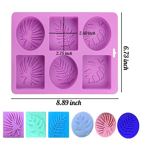 Tropical Leaf Soap Molds, 2 Pack Leaf Embossed Silicone Mold 12-Cavity - color: Tropical Leaf Soap