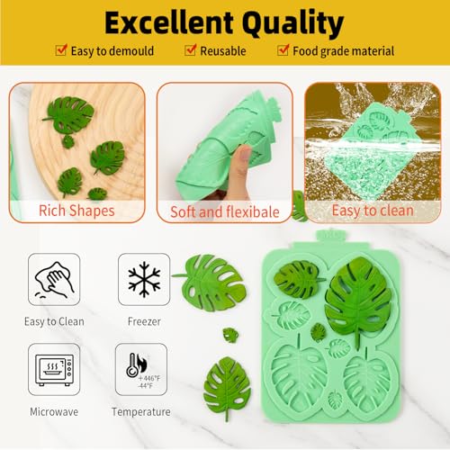 KALAIEN Leaf Molds Silicone,Leaves Chocolate Fondant Molds Set of 3 - color: 3 Pcs