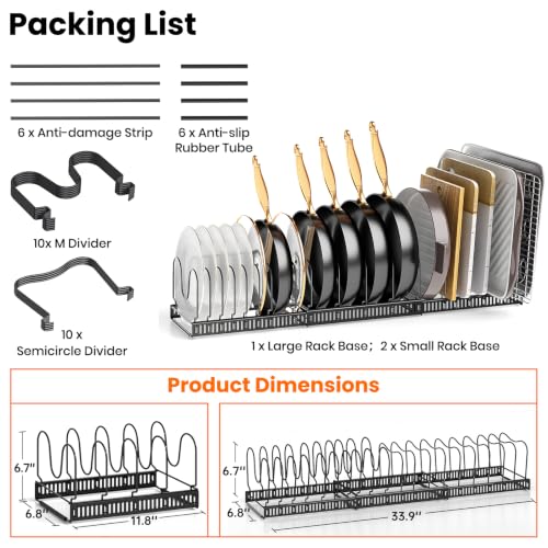 MUDEELA Expandable Pot Pan Lid Organizers inside Cabinet, 20 Divider-Black - color: Black, size: 20 Dividers