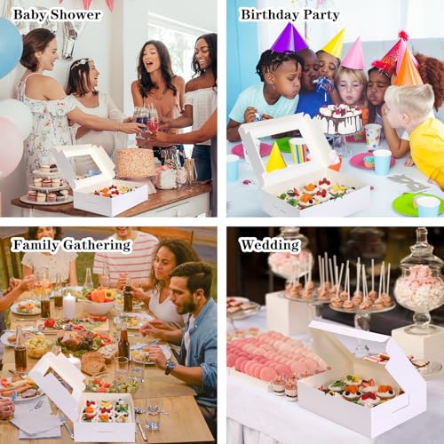 Moretoes 30pcs Cupcake Boxes, 12 Count Bakery Boxes with Windows & Inserts - color: White, size: 13*10*3.5inch