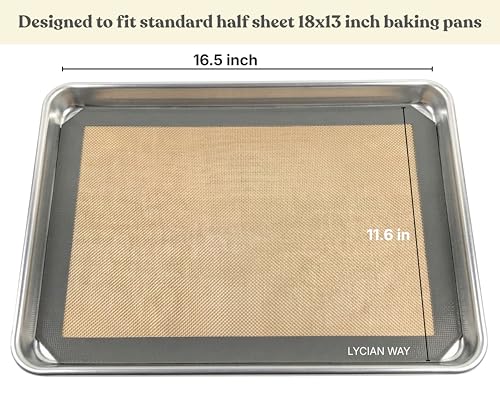 Silicone Baking Mats Set of 2, Half Sheet Nonstick Reusable Extra Thick Baking Sheet Liners for Cookies, Macarons, Bread, Pizza, Pastry, Gray - color: Gray, size: 16.5"L x 11.6"W