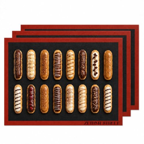 Perforated Silicone Baking Mats - Eclair Mat, 3/4 Sheet 13x19in, Pack of 3 - size: Three Quarter Sheet Size- 19" x 13" (Pack of 3)