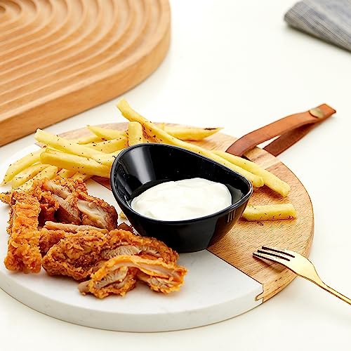 Ceramic Dipping Bowls Set of 6,1.5 Oz Black Dip Pinch Bowl,Soy Sauce Dishes,Mini Bowls for Charcuterie Board Sushi,Tomato Sauce,BBQ and Party Supplies(Black) - color: Black