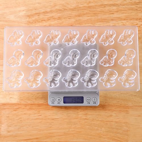 Pack of 2 Chocolate Candy Mold PC Polycarbonate Chocolate Making Mould with Scraper (Dinosaur+Multiple patterns) - color: Dinosaur+Multiple patterns