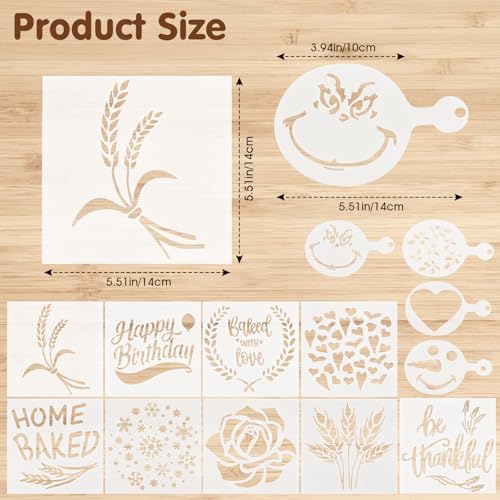13 Pcs Bread Stencil Set, 5.5x5.5 Inch