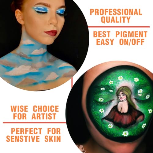 Bowitzki Face Paint Kit for Kids Split Cake Professional Body Painting Stencil One Stroke Non Toxic Rainbow Flora Unicorn Makeup Halloween Christmas Easter - Carnival