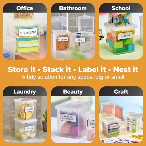 Bostitch Konnect Clear Storage Containers with Lids, Stackable Plastic Organizer Bins, 1.5 Quart, 2 Pack - size: 1.5 Qt 2 Pack