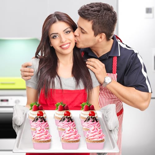 Skylety 100 Pcs 5oz Mini Square Cake Pans with Lids, Pink - color: Pink