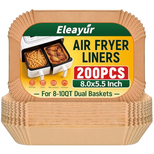 200Pcs Air Fryer Liners for Ninja Dual Airfryer, 8x5.5 Inch Rectangle Disposable Air Fryer Parchment Paper for Ninja DZ201/ DZ401/ DZ550, Bella Slim Airfryer & More, Air Fryer Accessories - size: 200pcs