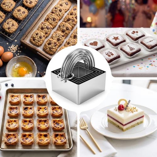 Mini Flan Egg Tart Cutter Set, 5-Piece 430 Stainless Steel with Handles
