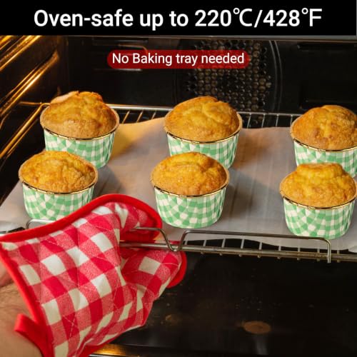 EUSOAR Cupcake Liners, 50pcs 3.5oz Green White Foil Baking Cups for Cupcake - color: Green/White, size: 50pcs