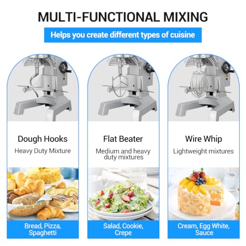 LEEVOT 15Qt Commercial Food Mixer, 600W Commercial mixers, 3-Speed Dough Kneading Machine, Heavy Duty Stand Mixer for Bakery, Pizzeria, Restaurant, Home Kitchen & Dough Making 110V 60Hz - size: 15QT+Timer