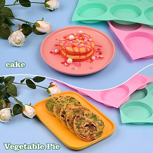 HUAKENER 2 Pcs Silicone Muffin Top Pan for Baking, 4 Inch Round Baking Mold - color: Round Muffin Pan - 2 Pack