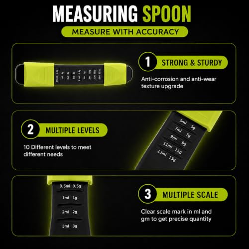 GOCHA Gadgets Adjustable Measuring Spoon, Double Ended, 9-in-1, Black Green - color: Black Green