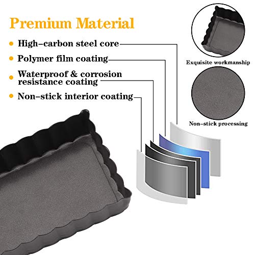 Mini Tart Pan Set of 6 Rectangular Non-Stick 4 Inch Quiche Pan Loose Removable Bottom Tart Pan for Pies, Quiche Bakeware, Cheese Cakes, Desserts - color: 4-Inch Rectangular