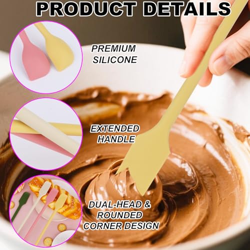 4pcs Mini Silicone Spatulas Set, Dual Sided Multifunctional Small Kitchen Scraper Long Spoon Reusable Stirrer for Jam Cake Cream Butter Icing Lotion (4 Colors) - color: color mixing