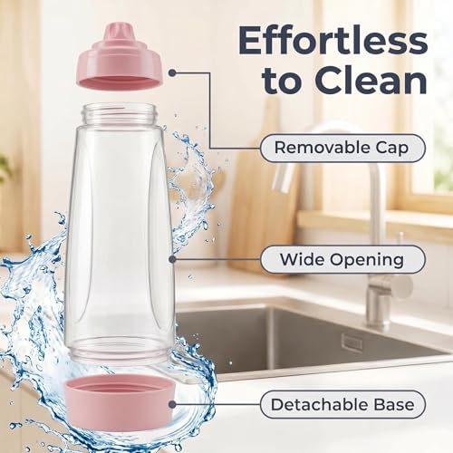 2PCS Pancake Batter Dispenser & Mixer Bottles, 1000ml Leak-Proof Silicone Squeeze Bottle, BPA Free & Dishwasher Safe for Pancakes, Waffles, Muffins, Crepes & Cupcakes (pink) - color: pink
