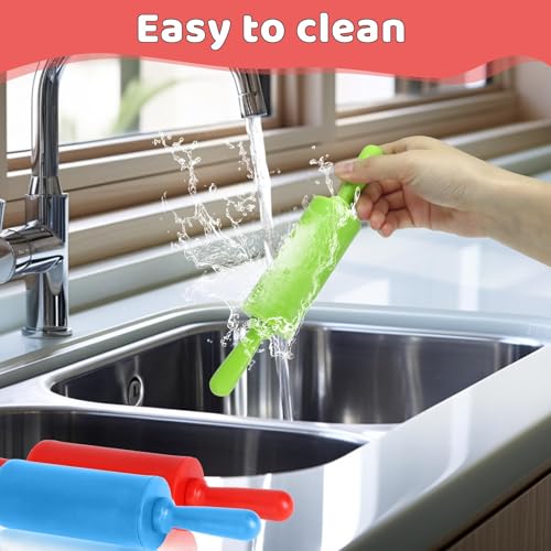 4 Pack Mini Rolling Pin for Kids,9 Inch Non-Stick with Plastic Handle
