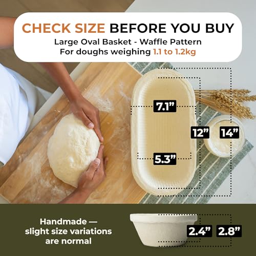 Sourdough Banneton Bread Proofing Basket Large 12" Oval Waffle 1kg - size: 1kg