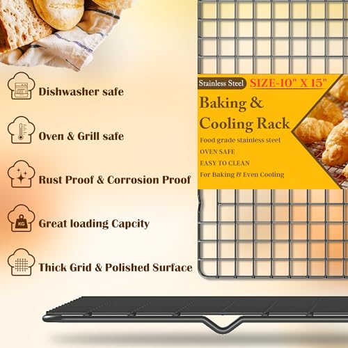 2 PCS Cooling Racks for Cooking and Baking, 10" x 15", Black - color: Black, size: 10‘’x15‘’-2PC