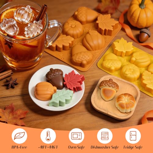 Fall Silicone Molds for Chocolate, 2Pcs 12-Cavities Autumn Molds - color: Brown+Yellow