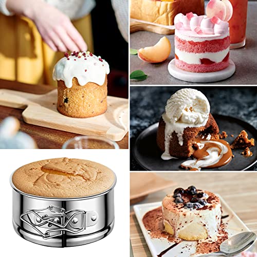 4" Springform Cake Pan, 4 Pcs Stainless Steel Springform Pans with 50 Pcs Paper Liners, Leakproof & Nonstick Cheesecake Pan with Removable Bottom, Small Cake Pan for Mini Pizzas Quiches - size: 4" Cake Pan-4 Pack