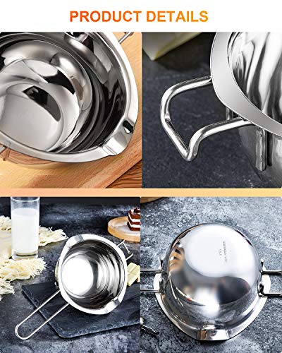 Stainless Steel Double Boiler Pot 600ml for Melting Chocolate,Candle Making - color: Silver Handle, size: 600ML
